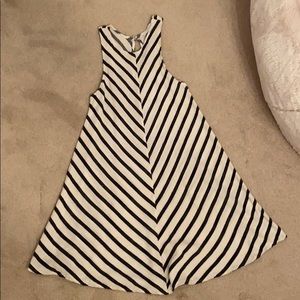 Blue and white striped dress